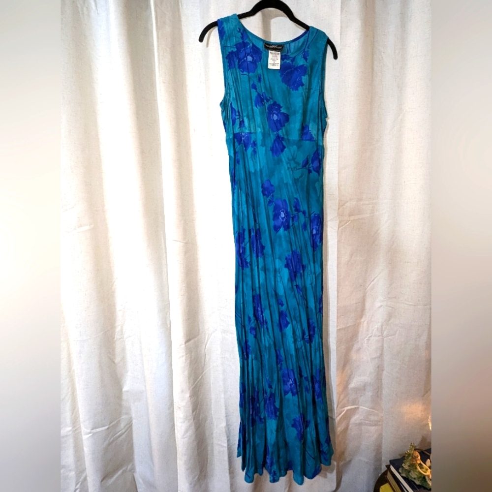 90s Blue Floral Maxi Dress